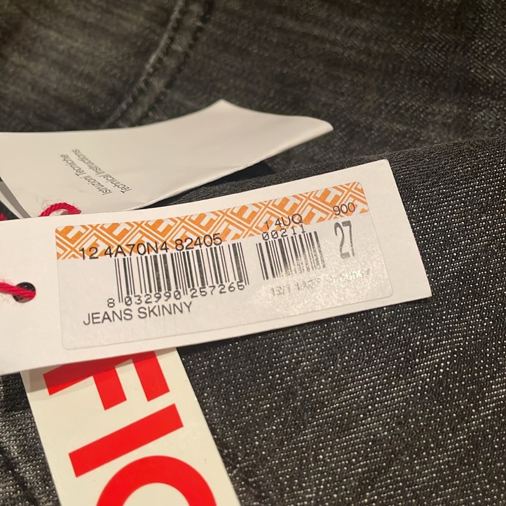 FIORUCCI Jeans Black Zipper Bottoms New Italian Size 27